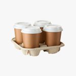 4 Cup Carrier Moulded Pulp Fibre Cups